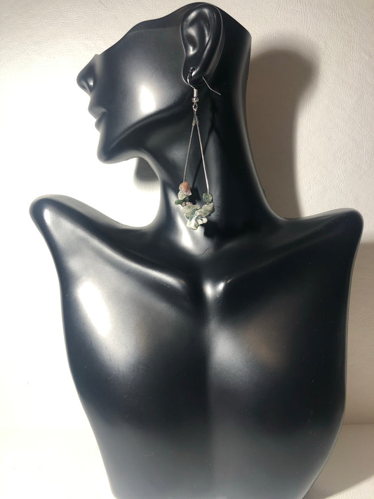 Indian Agate Gemstone Chip Drop Earrings