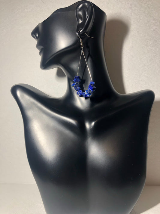 Lapis Lazuli Gemstone Chip Drop Earrings