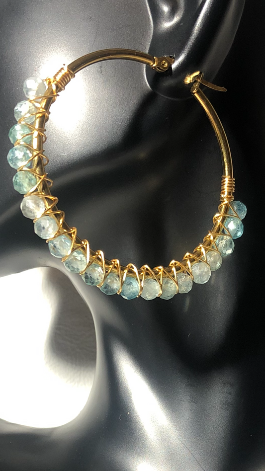 Apatite Beaded Hoop Earrings