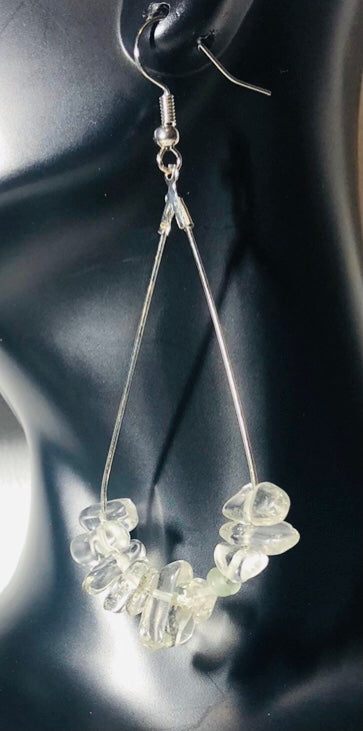 Clear Quartz Gemstone Chip Drop Earrings