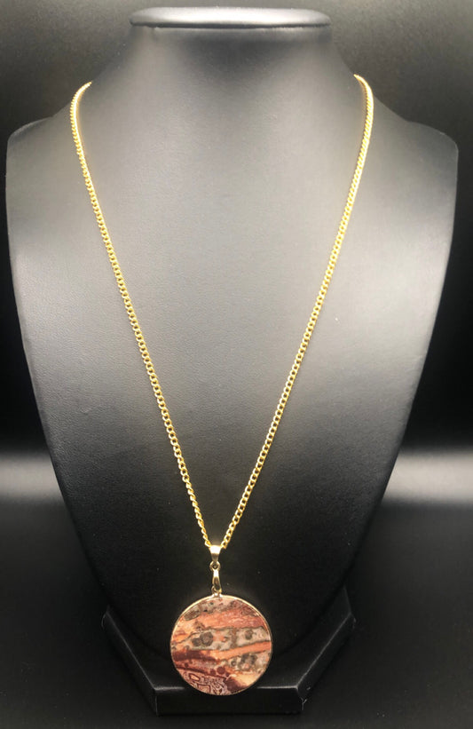 LeopardSkin Jasper Circle Necklace