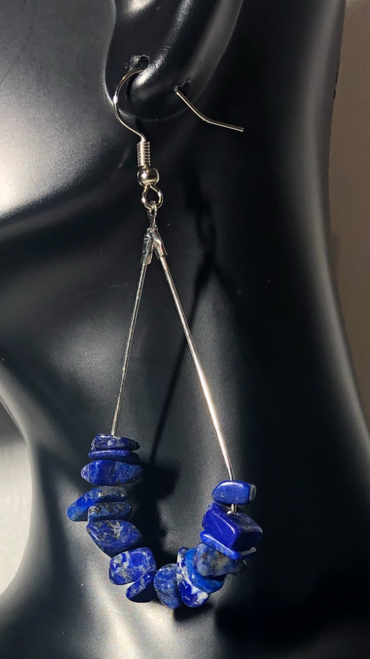 Lapis Lazuli Gemstone Chip Drop Earrings