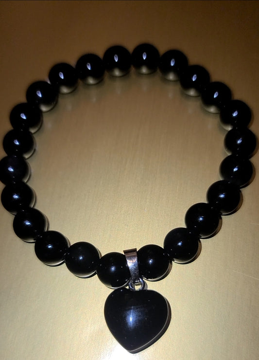 Obsidian VDAY Heart Bracelet