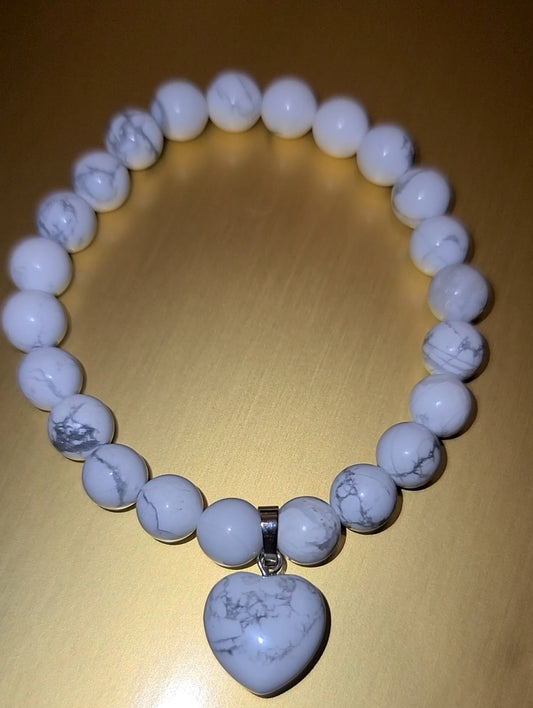 Howlite VDAY Heart Bracelet