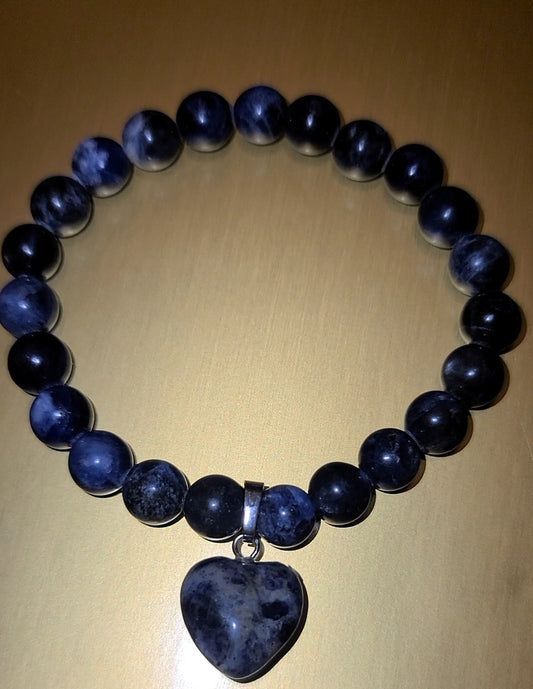 Sodalite VDAY Heart Bracelet