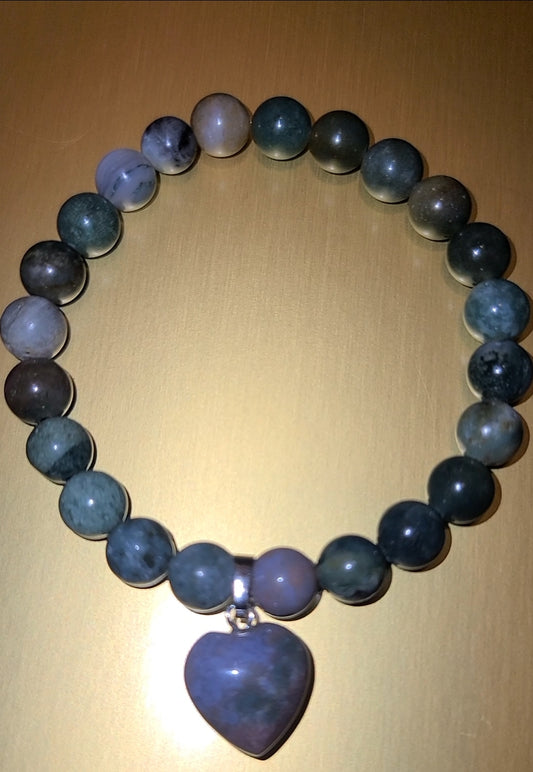 Indian Agate VDAY Heart Bracelet