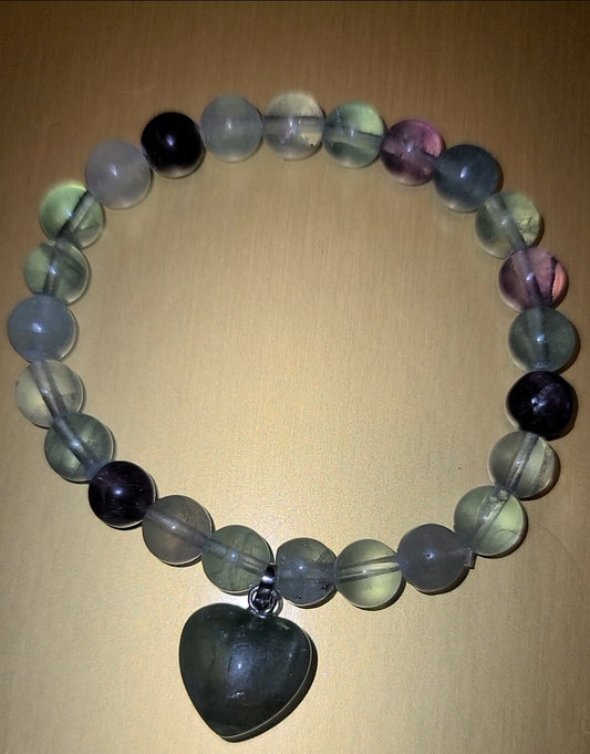 Fluorite VDAY Heart Bracelet