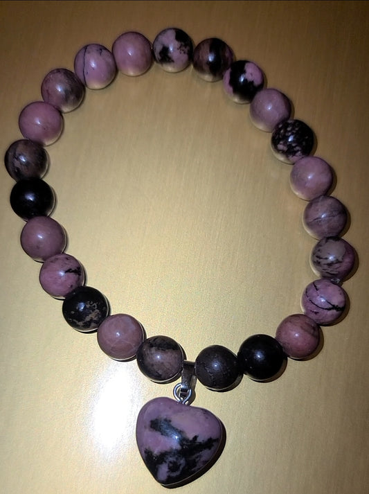 Rhodonite VDAY Heart Bracelet