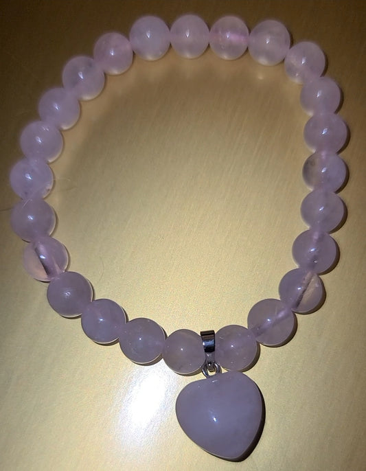 Rose Quartz VDAY Heart Bracelet