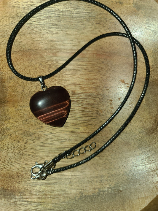 Red TigersEye VDAY Heart Necklace