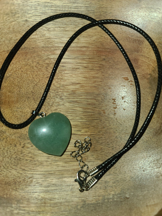 Green Aventurine VDAY Heart Necklace