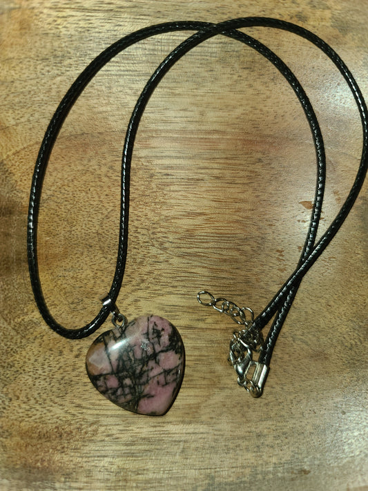 Rhodonite VDAY Heart Necklace