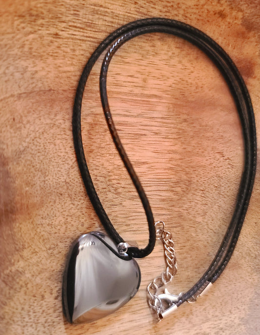 Hematite VDAY Heart Necklace