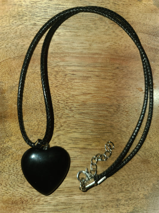 Obsidian VDAY Heart Necklace