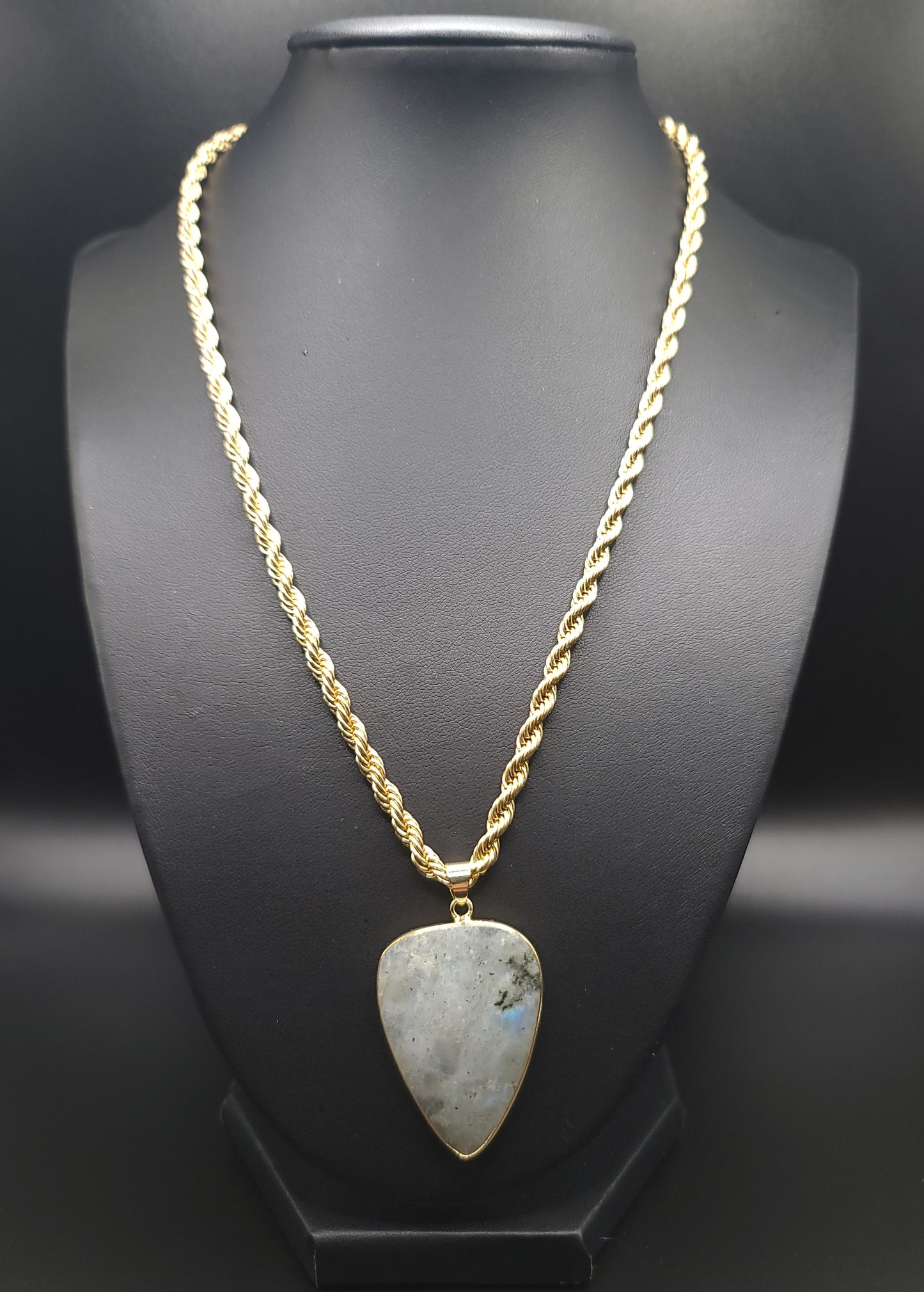 Labradorite Gold Rope Necklace