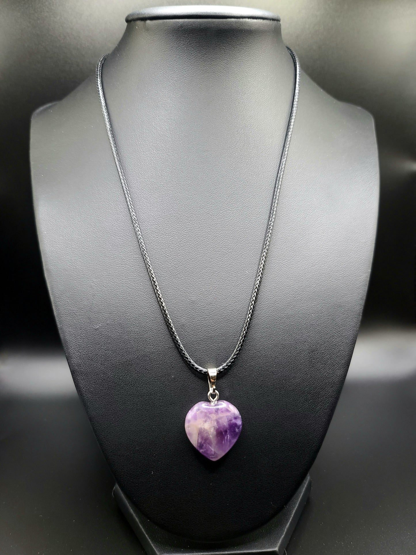 Amethyst Heart Cord Necklace