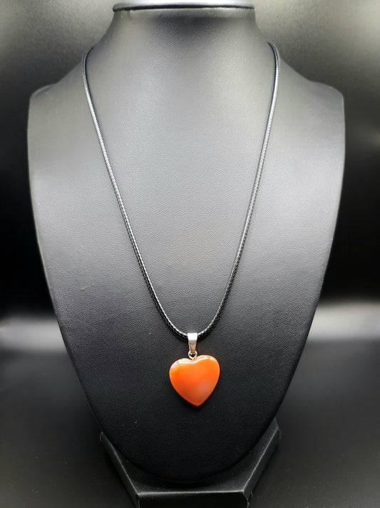 Carnelian Heart Cord Necklace