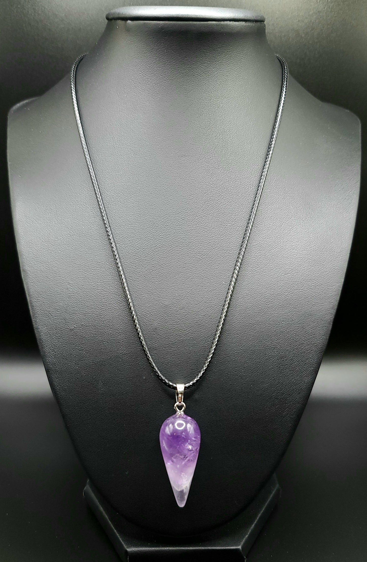 Amethyst Pendulum Cord Necklace