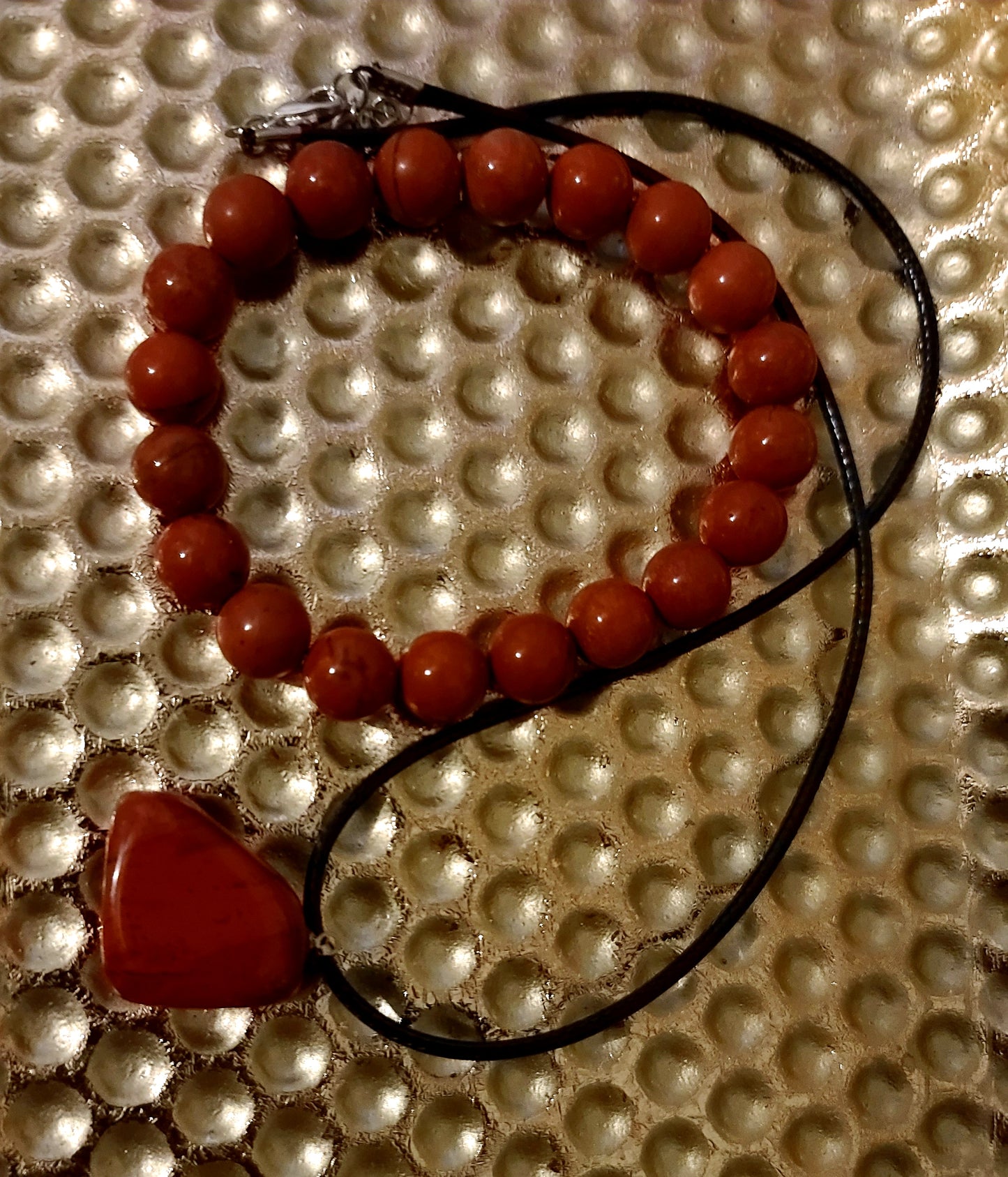 RedJasper Bracelet and Necklace Set