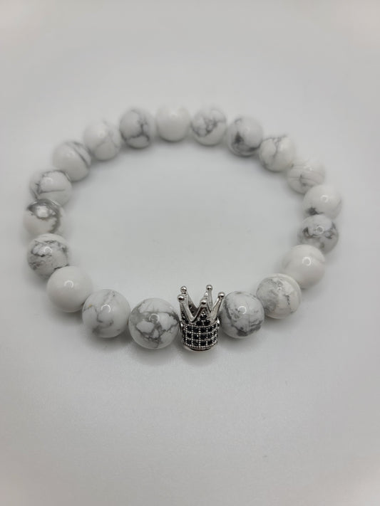 White Howlite Crown Men's Bracelet