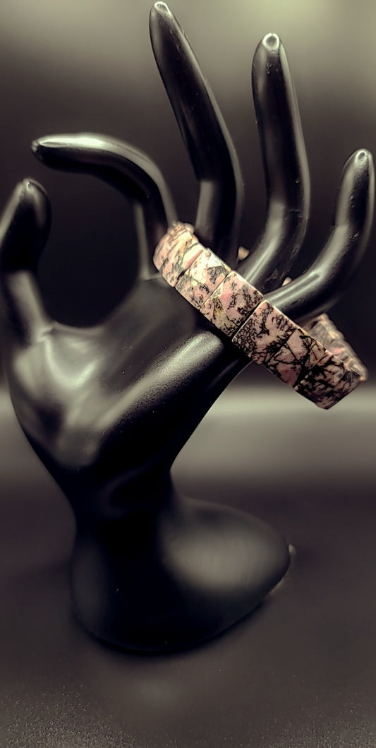 Rhodonite Square Faceted Cuff Bracelet