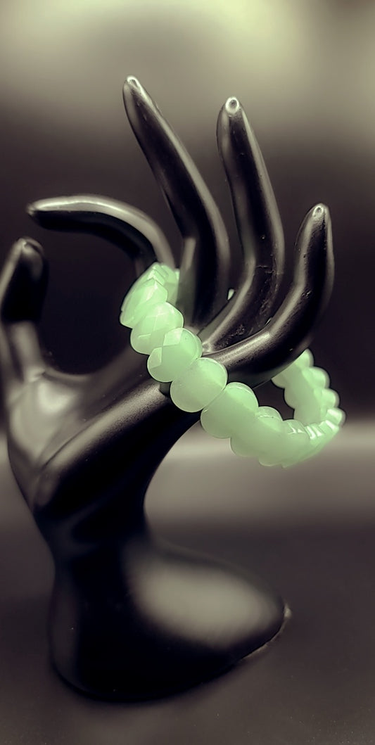 Green Aventurine Oval Faceted Cuff Bracelet