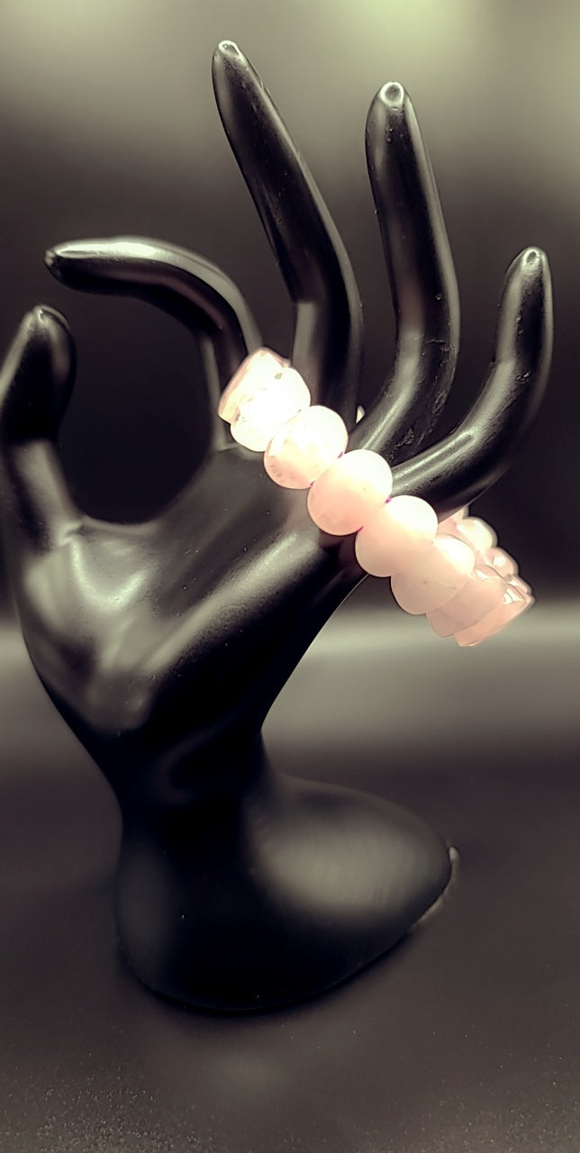 RoseQuartz Oval Faceted Cuff Bracelet