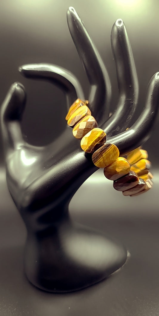 TigersEye Oval Faceted Cuff Bracelet