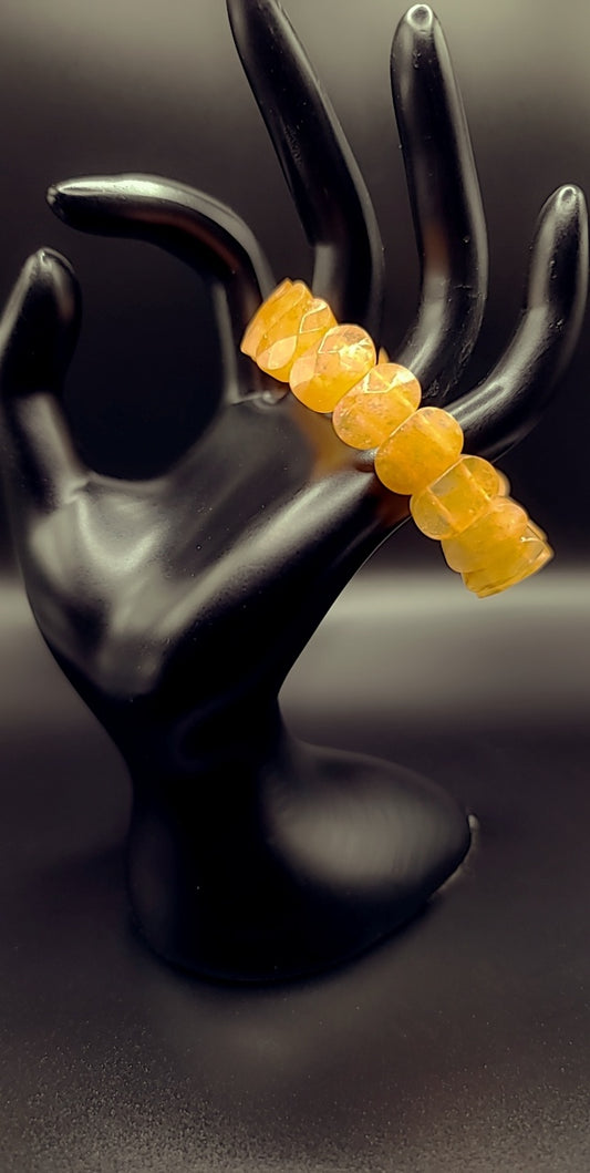 Dark Citrine Oval Faceted Cuff Bracelet