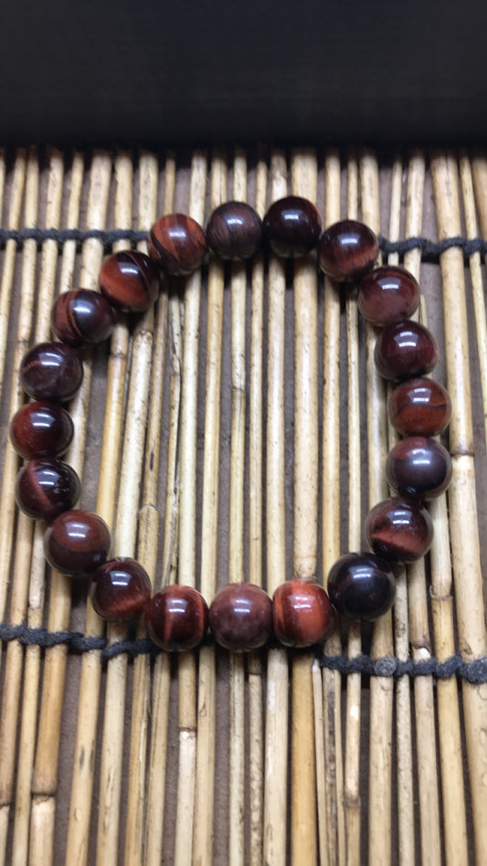 Red Tigers Eye Beaded Bracelet