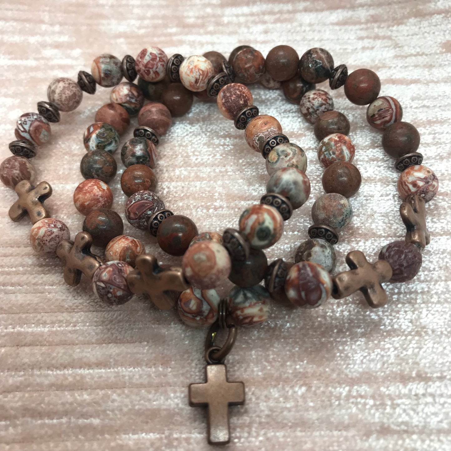 Leopardskin Jasper Cross Spiritual Stack