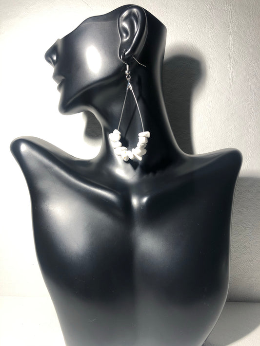 White Howlite Gemstone Chip Drop Earrings