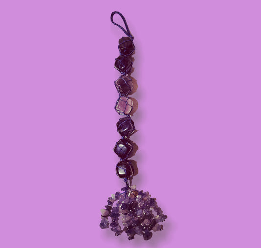 Amethyst Beaded Car Charm