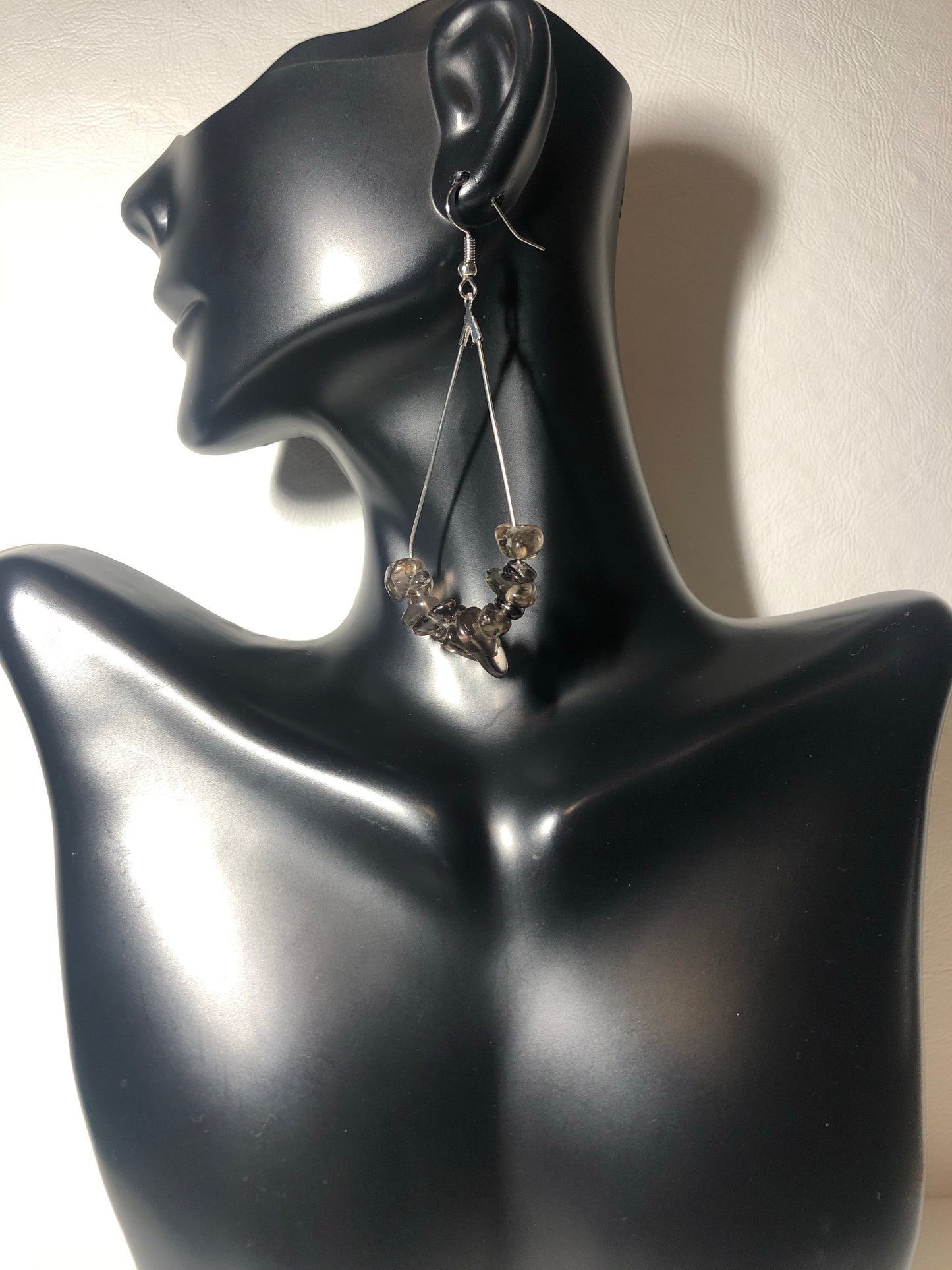 Smoky Quartz Gemstone Chip Drop Earrings