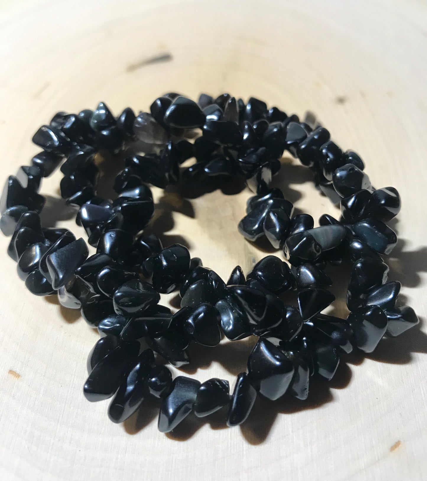 Obsidian Chip Bracelet Set