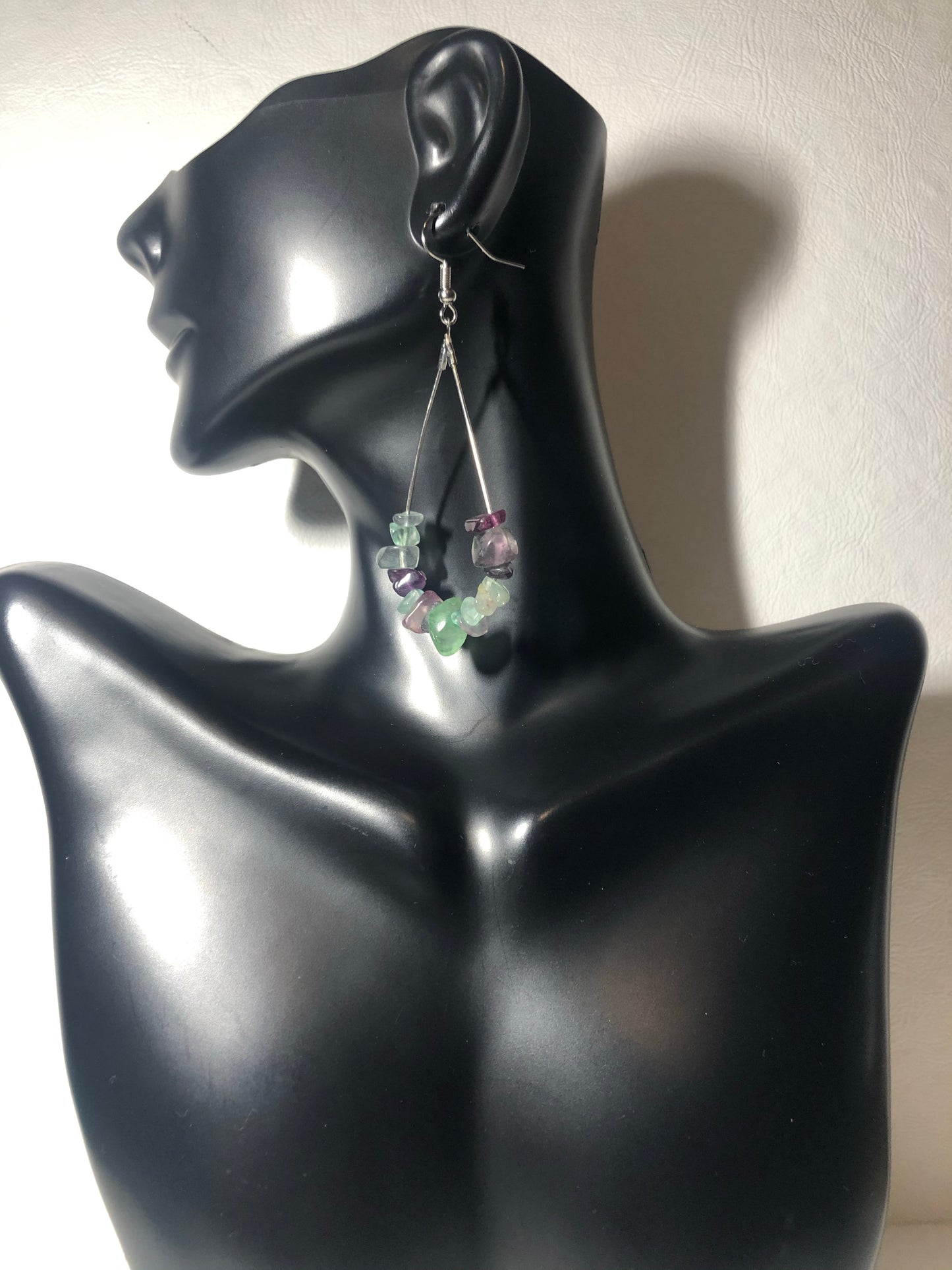 Fluorite Gemstone Chip Drop Earrings