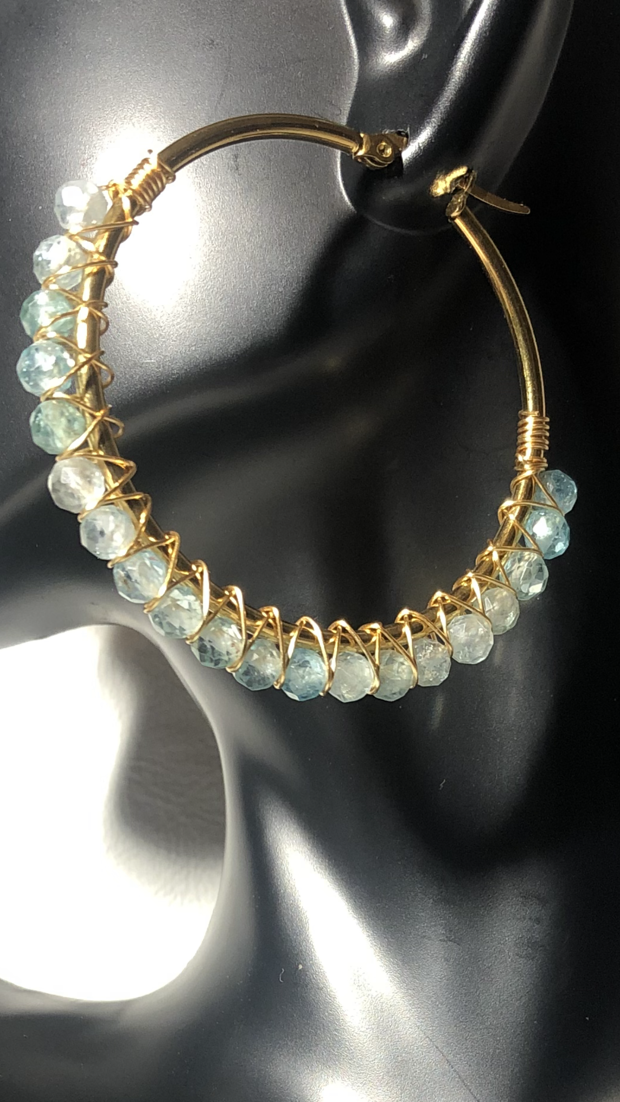 Apatite Beaded Hoop Earrings