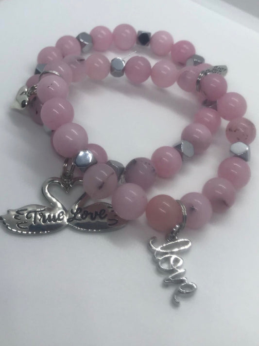 Pink Cherry Blossom Jasper Love Stack