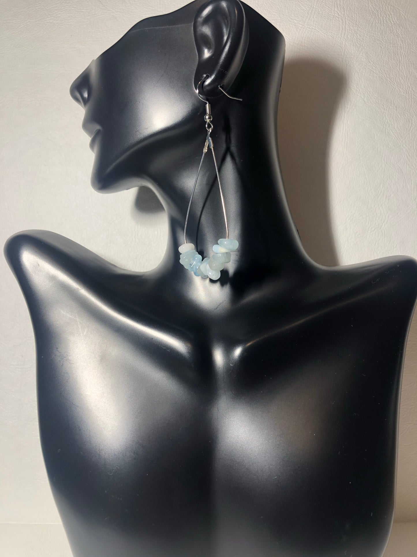 Aquamarine Gemstone Chip Drop Earrings