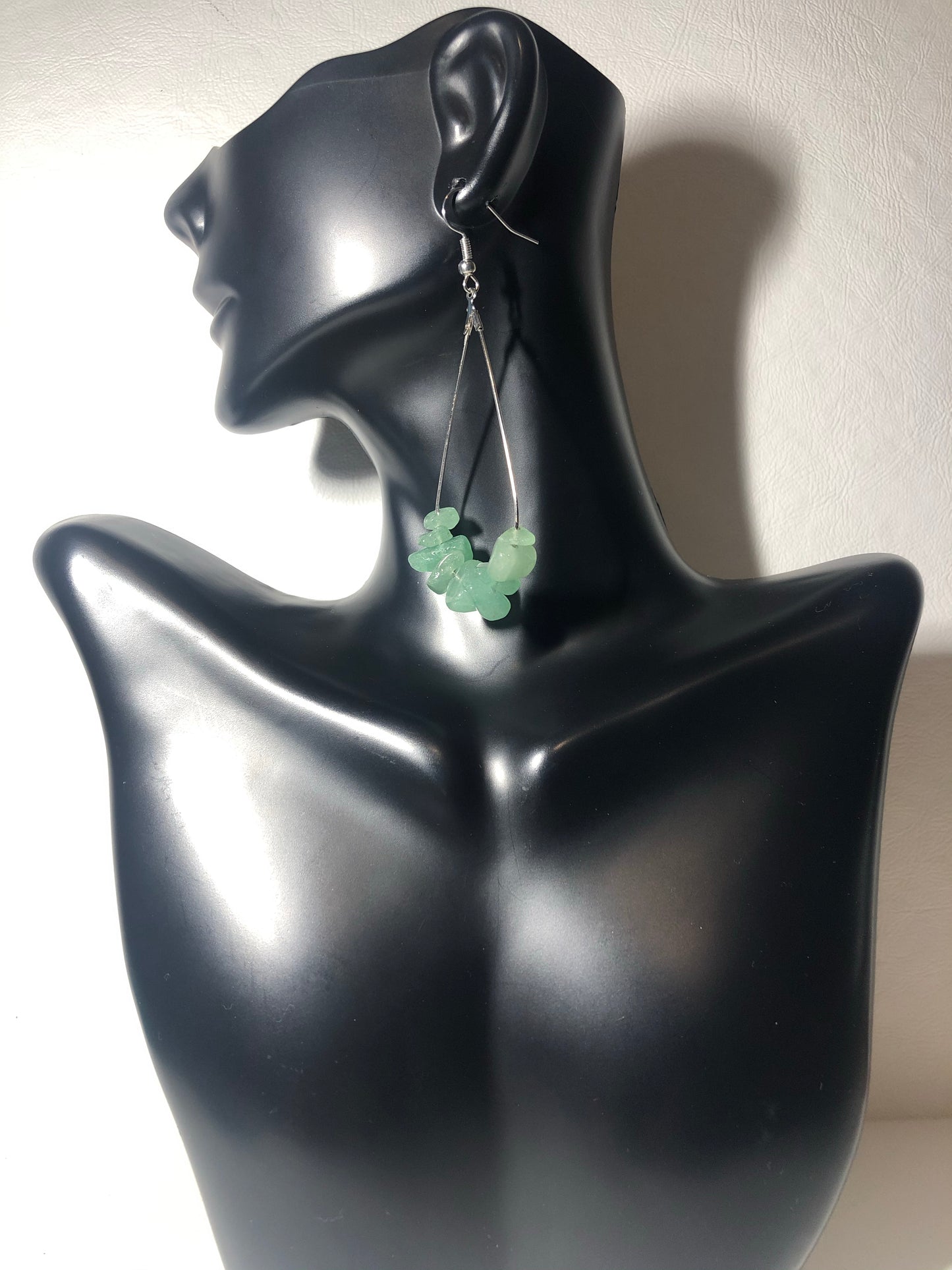 Green Aventurine Gemstone Chip Drop Earrings