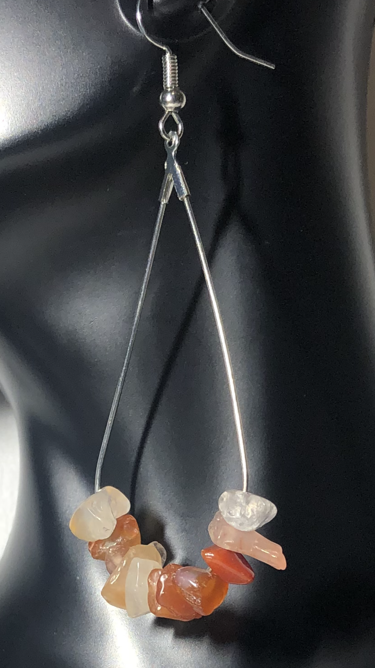 Carnelian Gemstone Chip Drop Earrings