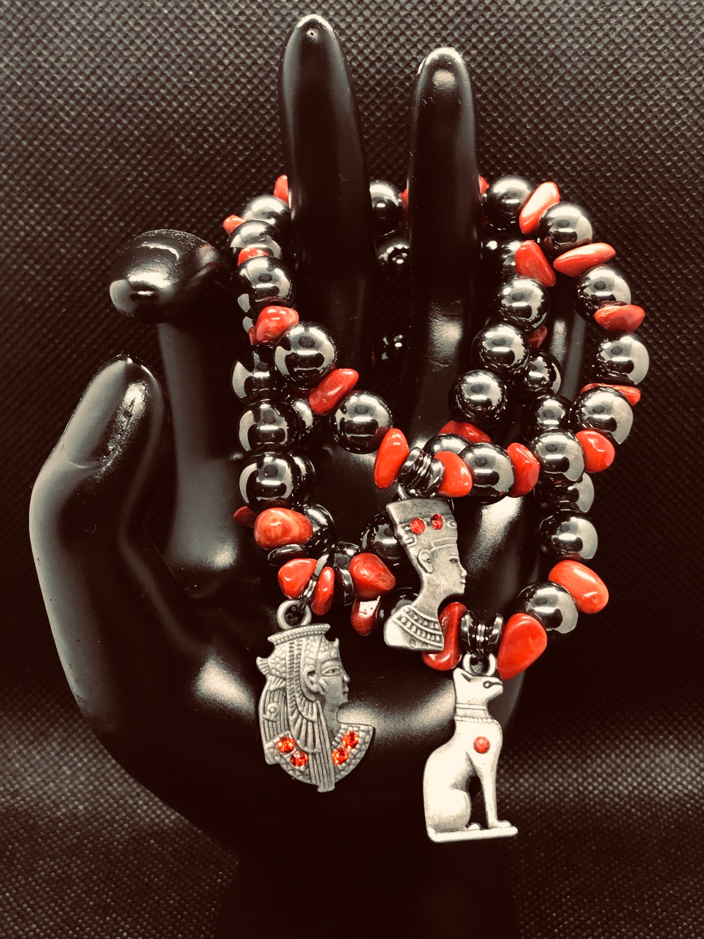 Hematite & Bamboo Coral Triple Stack