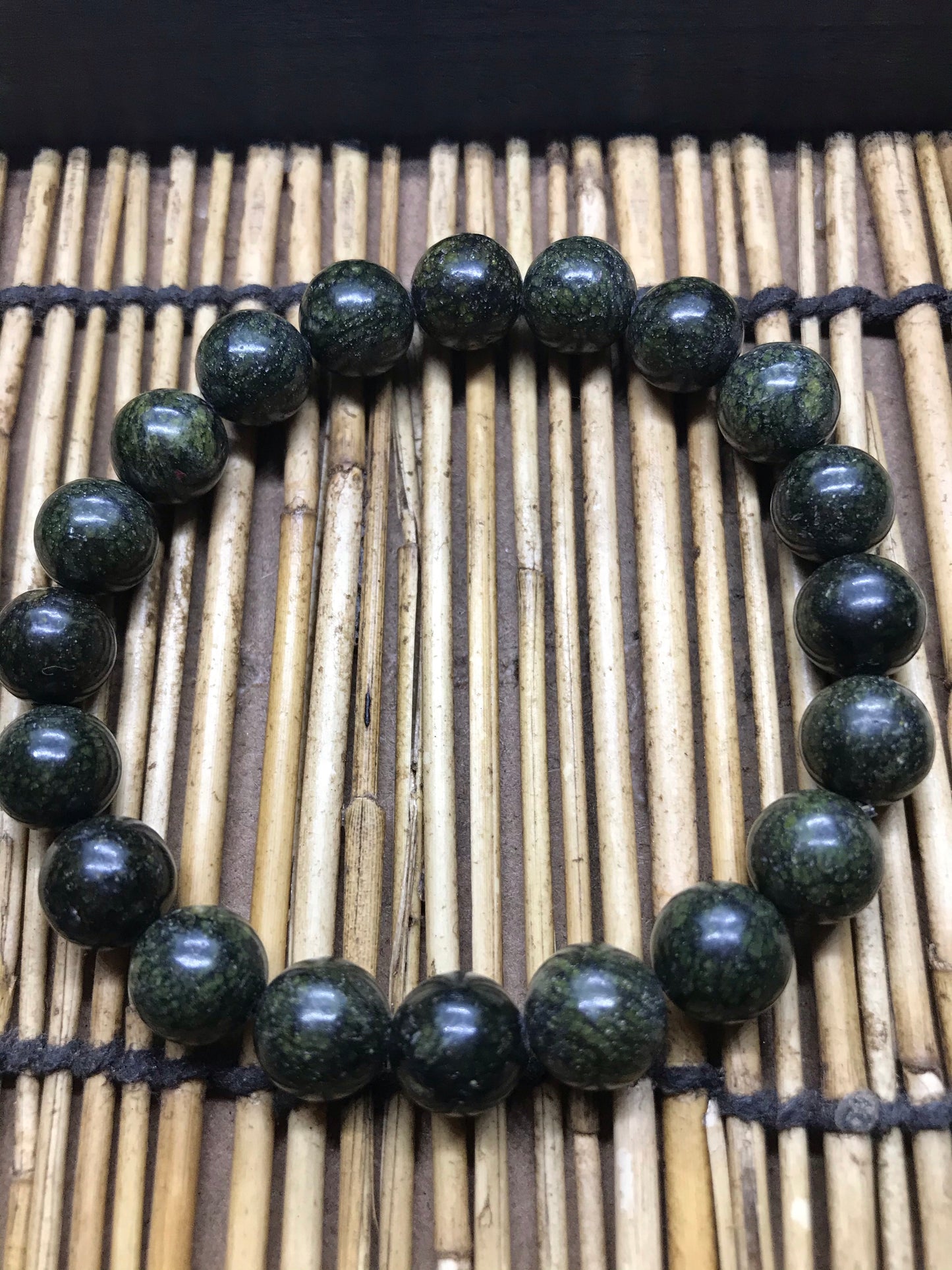 Dark Serpentine Stone Beaded Bracelet