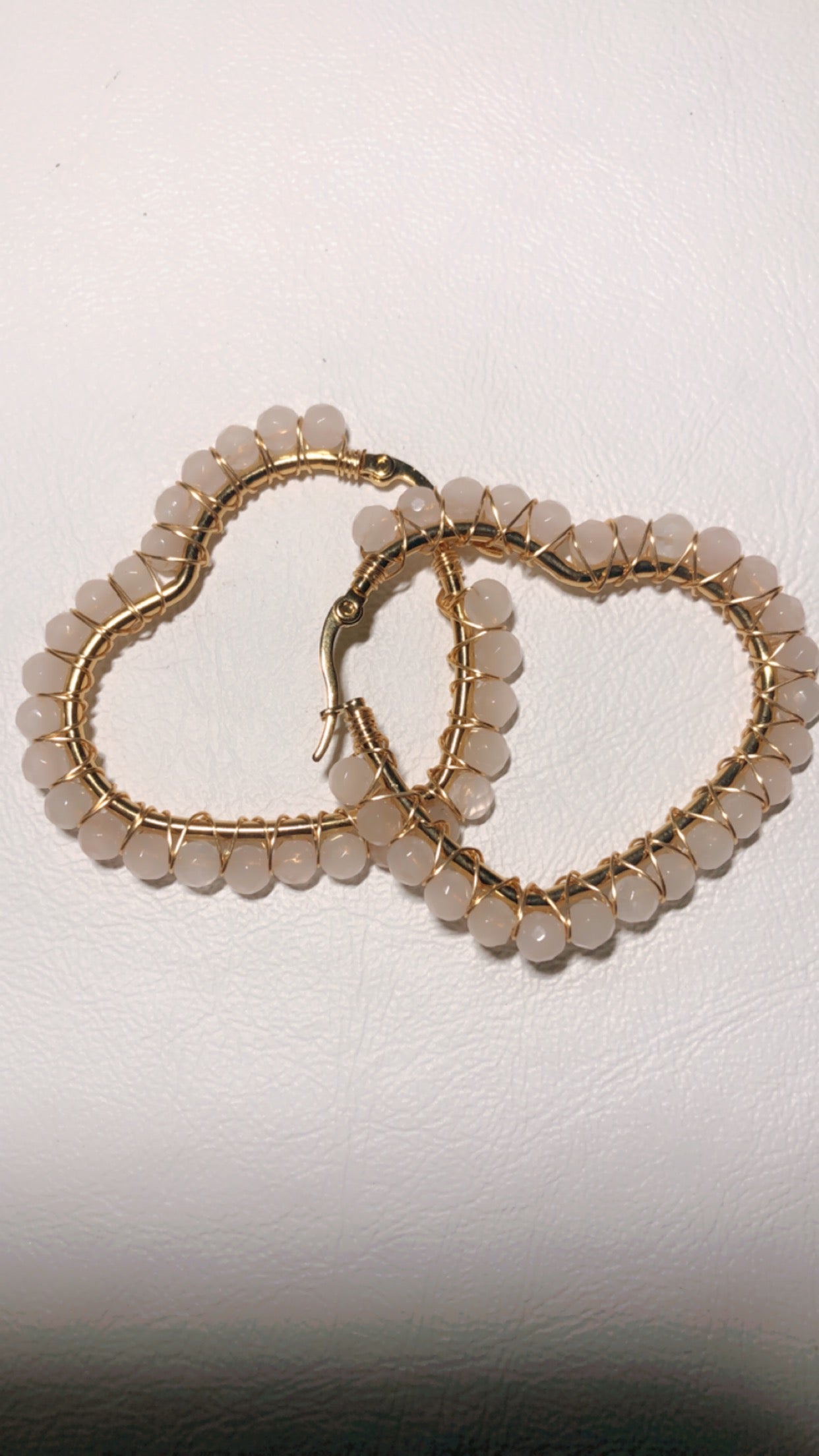 Rose Quartz Heart Hoop Earrings