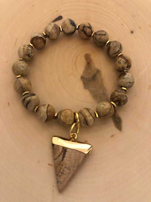 Picture Jasper & Hematite  Bracelet - Picture Jasper Triangle