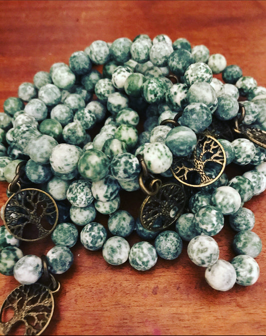 Green Spot Jasper Tree of Life Bracelet