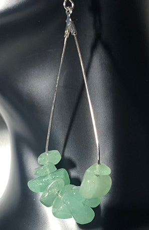 Green Aventurine Gemstone Chip Drop Earrings