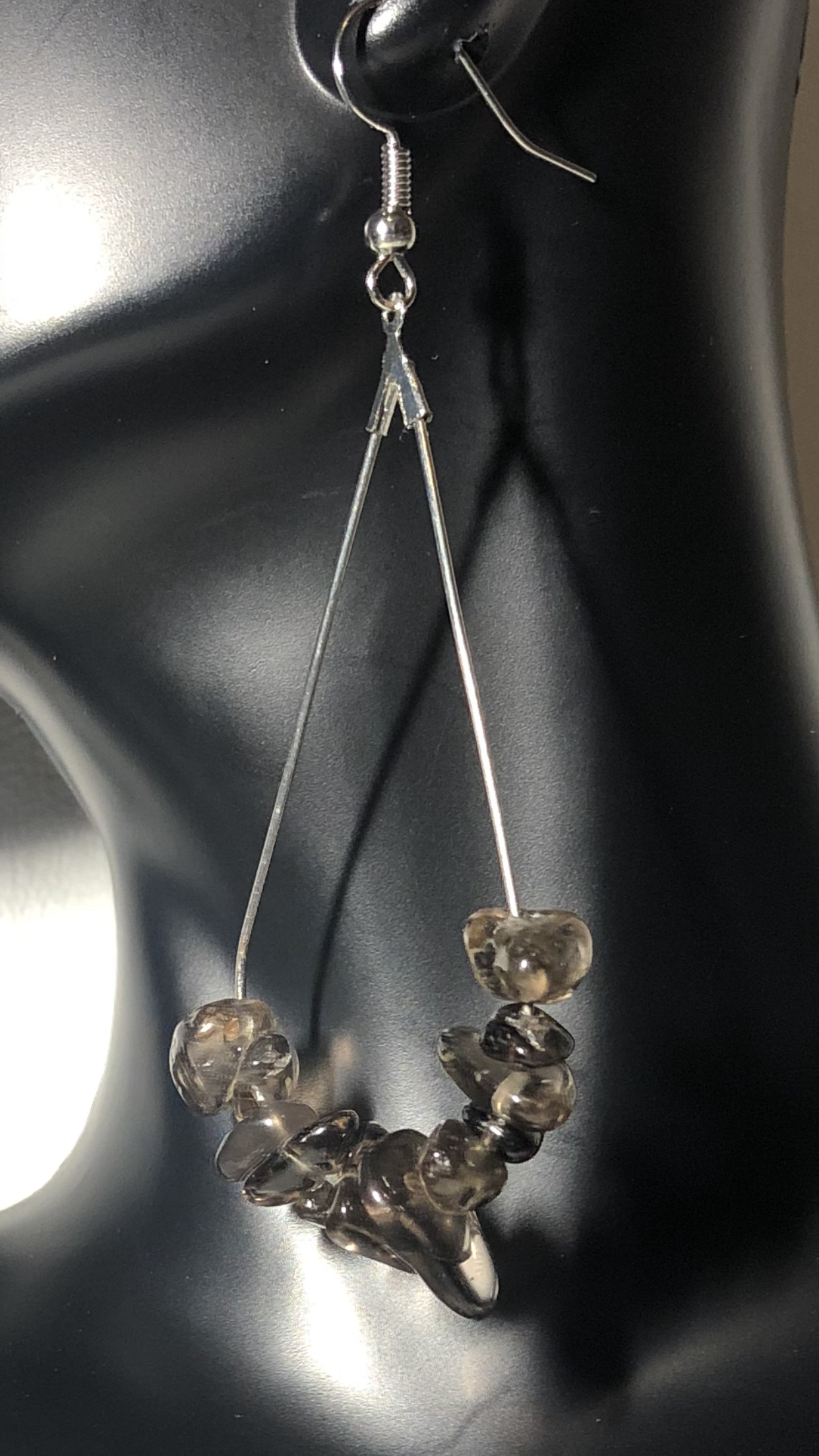 Smoky Quartz Gemstone Chip Drop Earrings