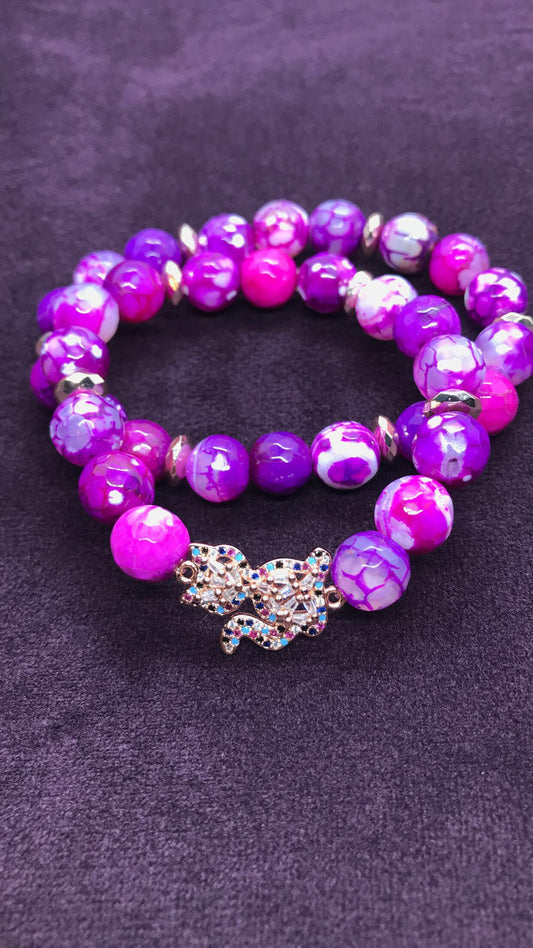 Faceted Fuschia Fire Agate Stack