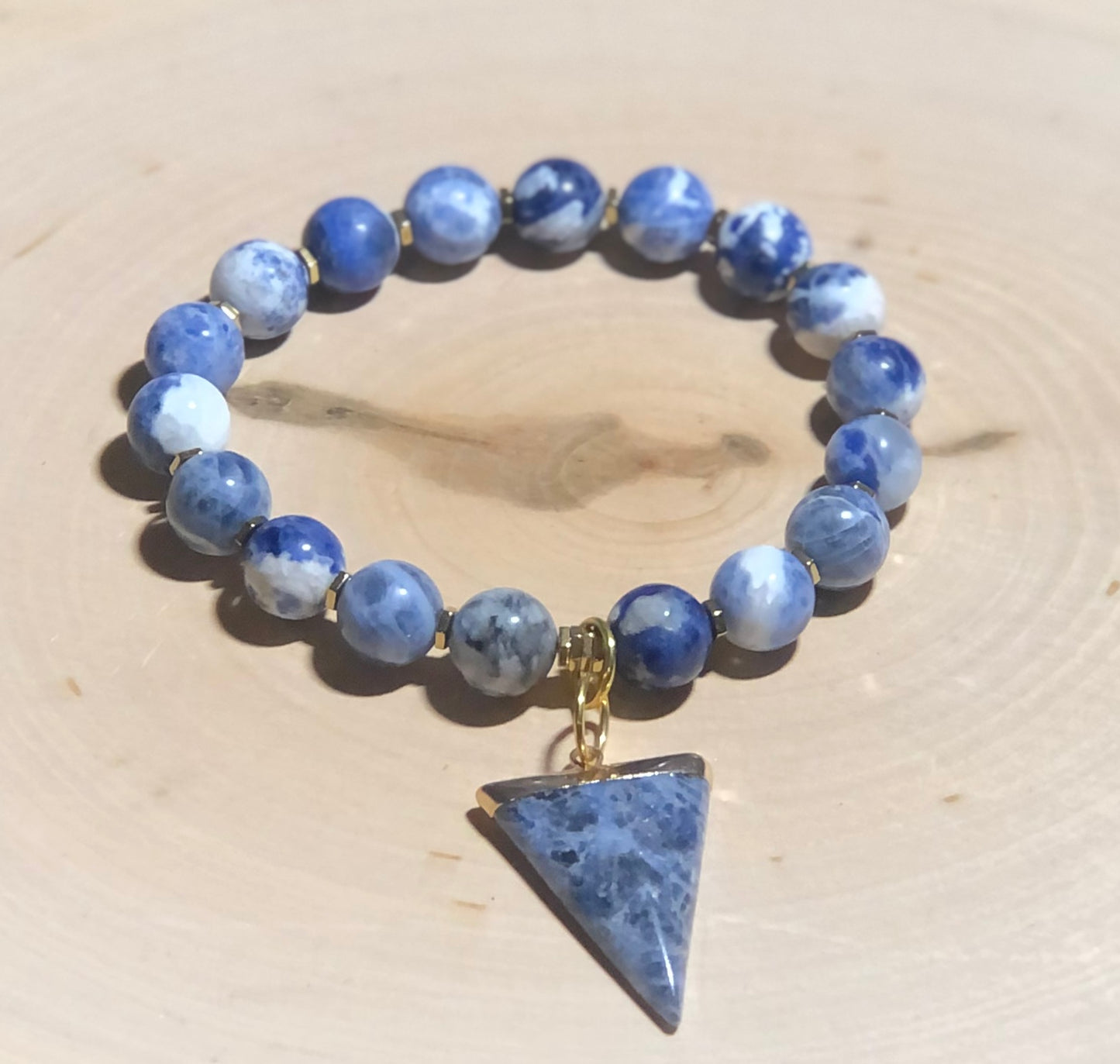 Sodalite & Hematite Bracelet - Sodalite Triangle